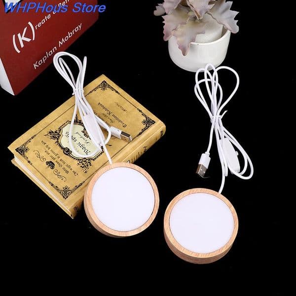 Hot 1PC Round Wooden LED Night Light Base Decorative Wooden Holder Display Stand For Crystals Glass Ball Decor