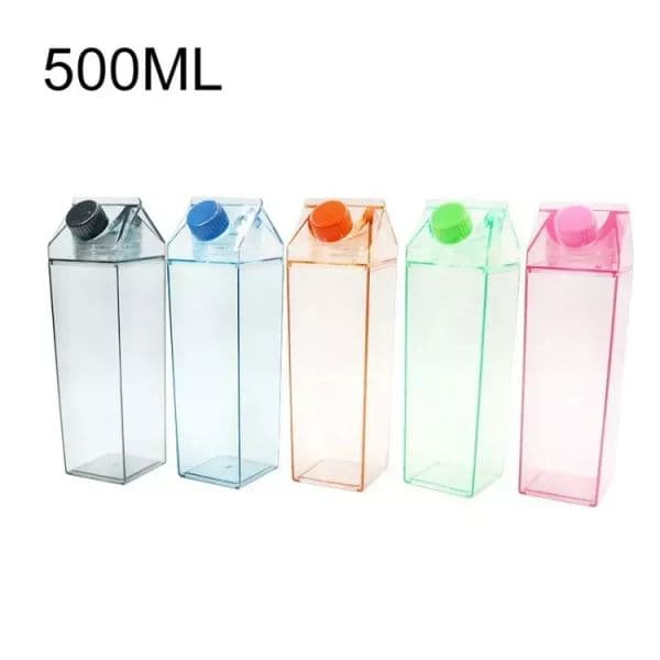 500ml Plastic Milk Carton Water Bottles BPA Free Clear Transparent Outdoor Square Juice Box Wholesale HJ6.23
