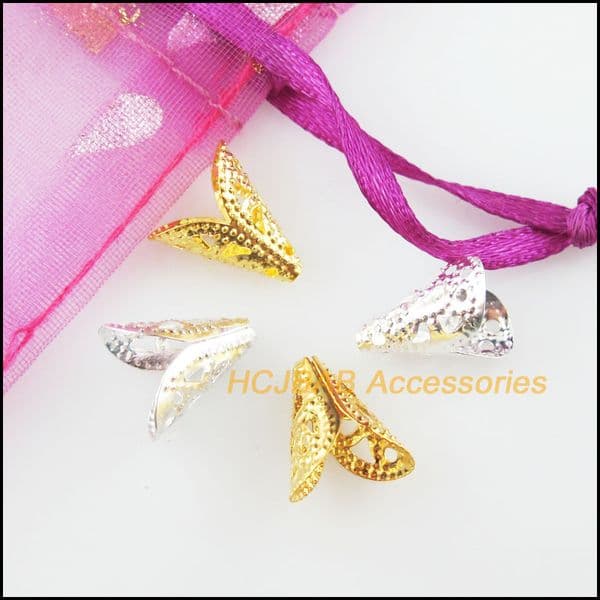 100Pcs Bugle Cone End Bead Caps Connectors 10x12mm Gold Silver Plated