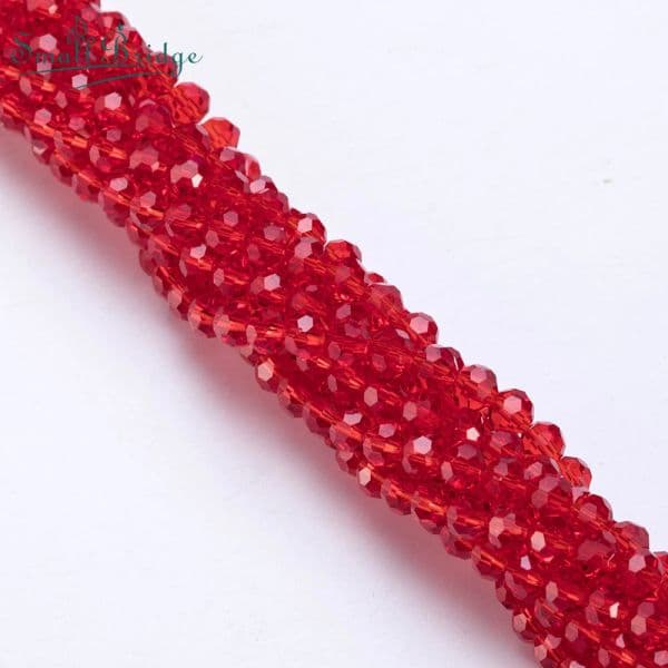3 4 6 8MM Red Czech Round Glass Ball Beads For DIY Bracelet Jewelry Making Crafts Accessories Loose Bicone Crystal Facted Bead