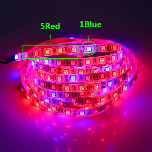 0.5 -5M Waterproof 5050 Grow LED Flexible Strip Tape Light 3 / 4 / 5 Red 1 Blue Aquarium Greenhouse Hydroponic Plant Grow Lamp