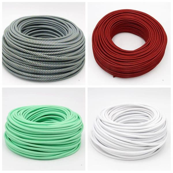 50m /100meters 3 Core 0.75mm2 Fabric Braided Cable Woven Cloth Covered Flex Colored Cord Vintage Light Electric Wire