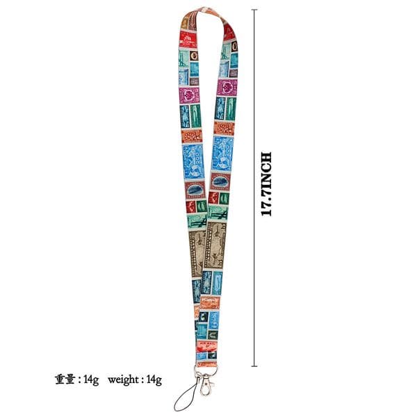 YL1132 Vintage stamp Painting Neck Strap Lanyards Keychain Badge Holder ID Card Pass Hang Rope Lariat Key Ring Gifts Accessories