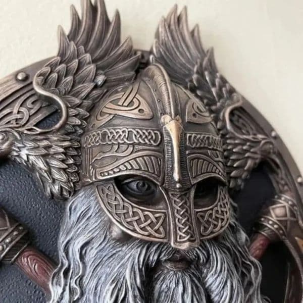 Retro Viking Berserker Double Axe Wall Viking Berserker Double Axe Valhalla Wall Sculpture Resin Ornaments Warrior Statue