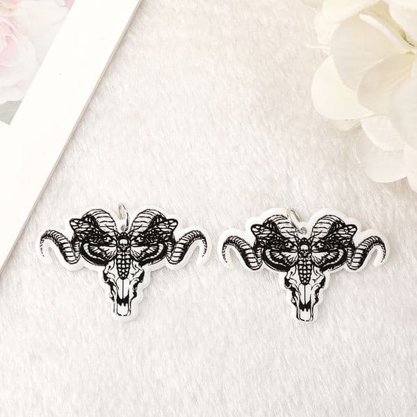 8Pcs Halloween Death Moth Charms Butterfly Acrylic Jewlery Findings For Earring Necklace Diy