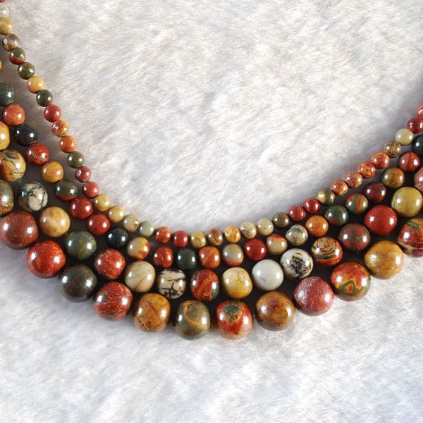 Natural Red Picasso Jasper Round Ball Loose Beads For Jewelry Making Necklace DIY Bracelets Accessories