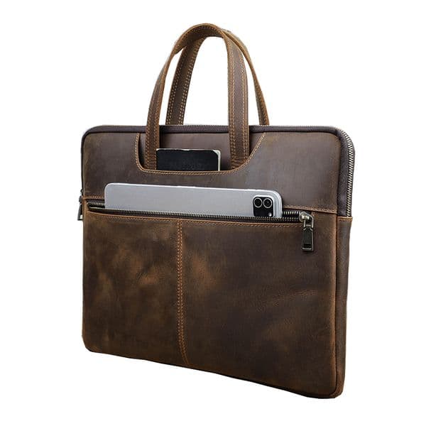 Men Briefcase Genuine Leather Laptop Bag For Macbook Pro 15" 16" Dell XPS 17" Computer Handbag Luxury 15.6 inch Laptop Bags Tote