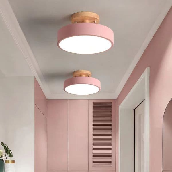 Nordic round led aisle light simple modern creative wooden porch staircase balcony home children's room ceiling lamp