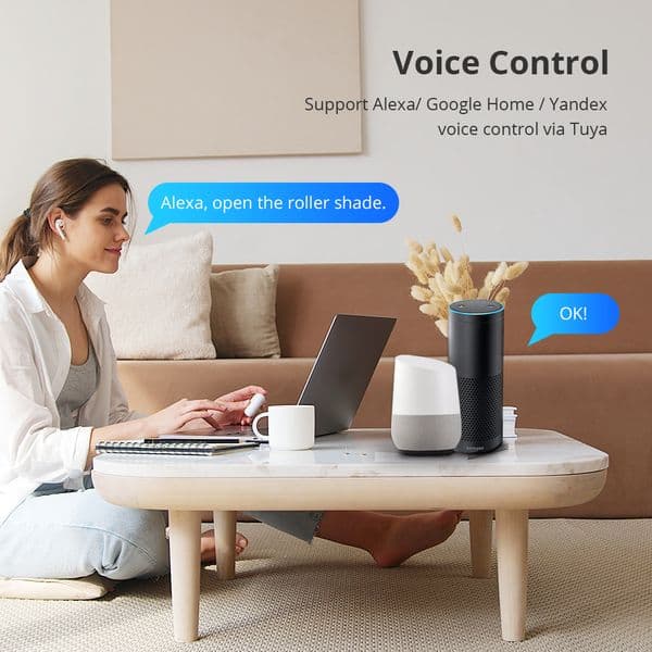 Zemismart Electric Motorized Rechargable Motor with WiFi Dongle for 17 25 28mm Tube Tuya Roller Shade Blinds Alexa Google Home