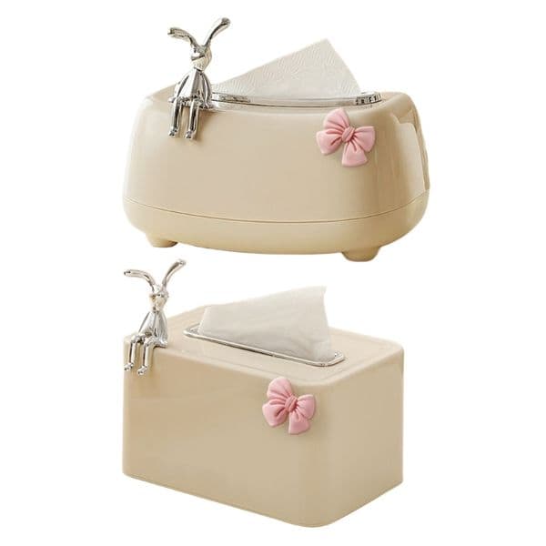 Tissue Case with Spring Structure Fashionable Napkin Dispenser Rabbit Bows Paper Towel Stand Elegant Napkin Holder Rack