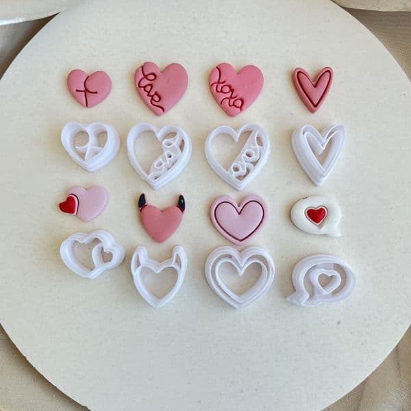 Valentine's Day Love Series Heart Shaped Pink Polymer Clay DIY Soft Ceramic Earrings Jewelry Pendant Making Cutting Tools