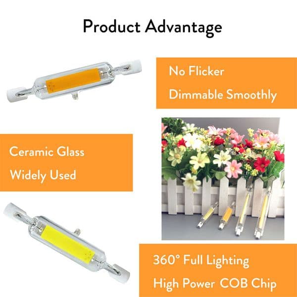 Dimmable R7S 118mm COB Mini Glass Tube LED 15W 9W Replace Halogen Lamp R7S 78mm Powerful Led Spot Light Bulb 110V 220V