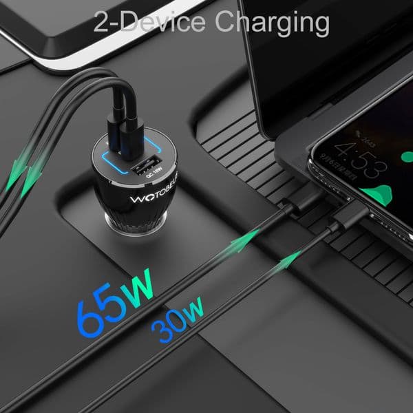 3-port 95W USB C Car Charger,PPS/PD 65W/45W/30W/20W QC3.0 18W for xiaomi HUAWEI TYPE C laptop tablet iphone 13 S21/Note 10 iPad