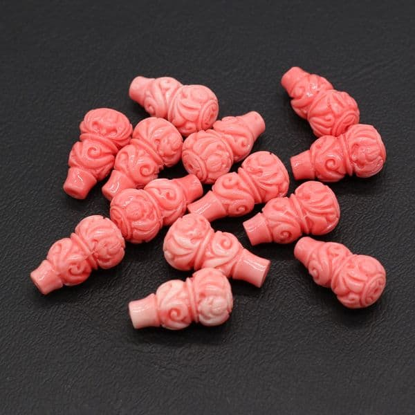 10Pcs Hot Sale Natural Pink Coral Pendant Gourd Shaped Through-Hole Beads For Jewelry Making DIY Necklace Bracelet Accessory