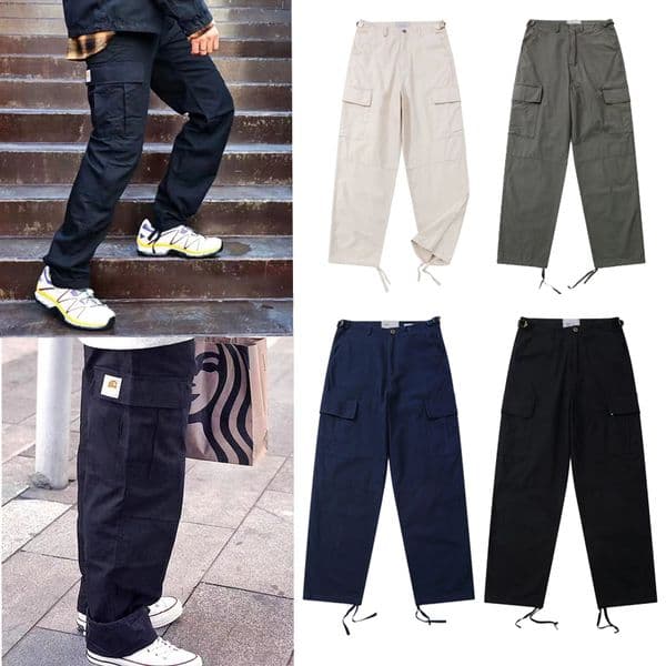 Mens pants Designer pant Workwear trousers Multi-pocket Trousers High Street Casual trousers Straight-legged trouser Belt loops Shrinking