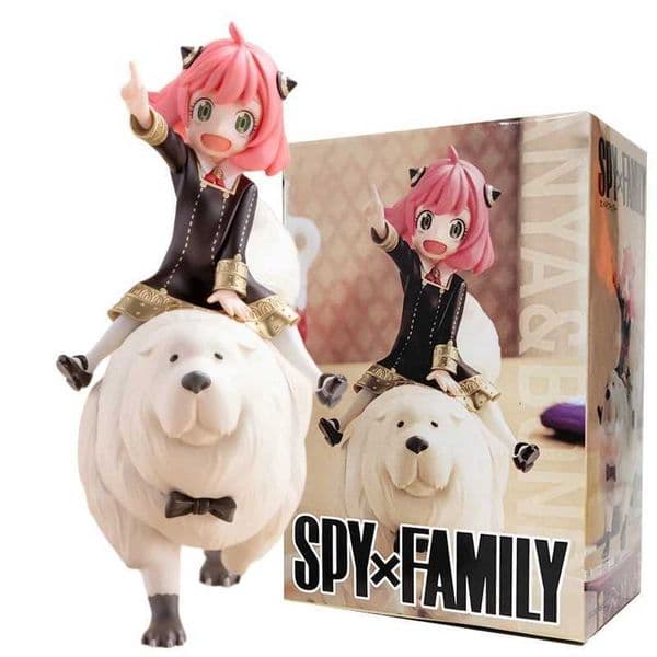 14cm SPYFAMILY Anime Figure Bond Anya Forger Action Figures Kawaii Girl Riding Dog Figurine PVC Collection Model Doll Toy