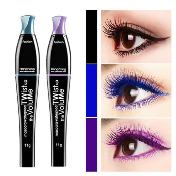 4 Color Mascara Waterproof Fast Dry Eyelashes Curls Extension Make-Up Eyelashes Blue Brown Purple Black Mascara Party Use 240625