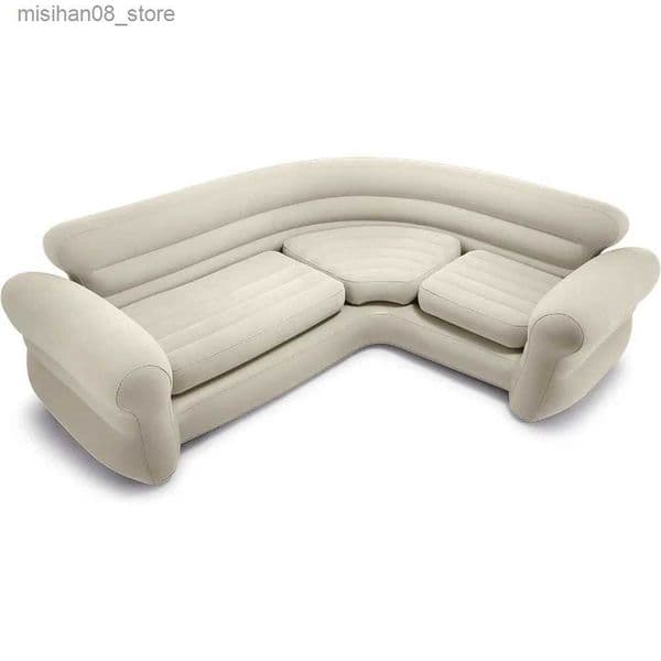 Other Furniture Inflatable 2 in 1 Inflating and Deflating Valve Corner Living Room Air Mattress Sectional Sofa freight free Q240625