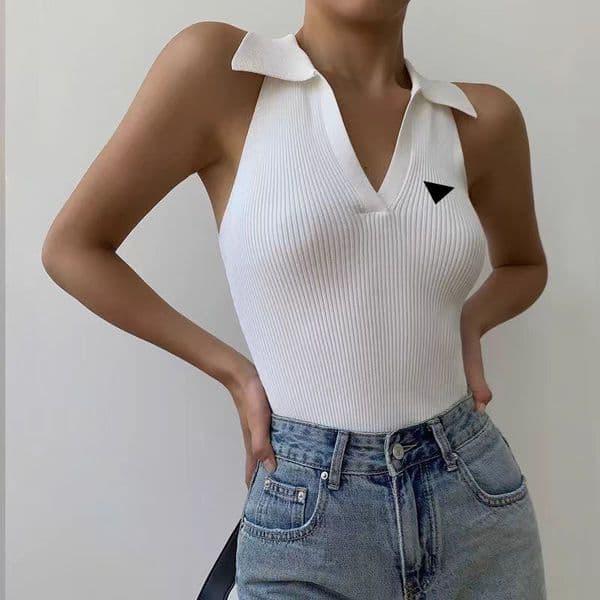 Women Vest Designer Sleeveless Woman Vests Summer Fashion Inverted Triangle Label Striped Camisole Casual tight Sleeveless Knit Vest Tops Z260515