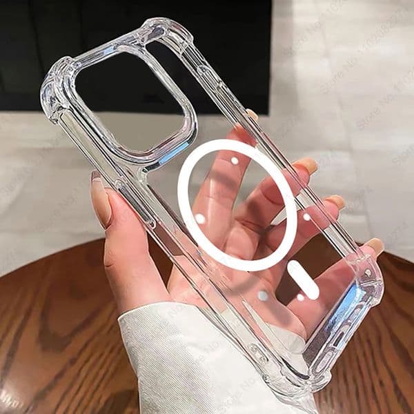 Luxury Transparent Magnetic For Magsafe Wireless Charge Cases For iPhone 16 15 14 13 12 11 15 Pro Max Shockproof Cover Accessories