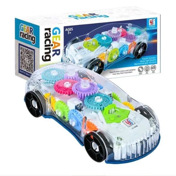 Childrens interactive transparent gear racing car universal walking light music electric toy car model ZZ