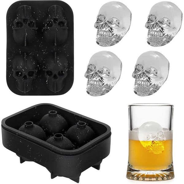 Skull Head Ice Mold 4 Series Skull Head Silicone Ice Grid Mold Whiskey Mixing Ice Block Ice Box