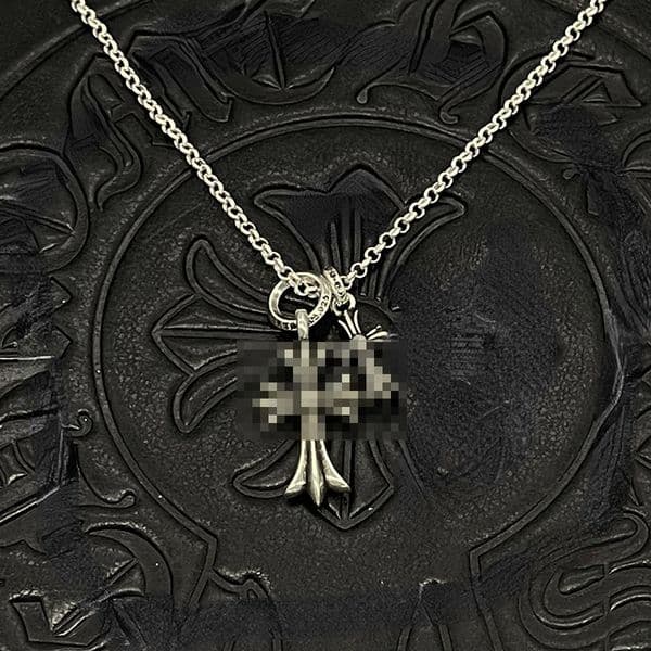 Trend Vintage Pendant Necklaces Men and Women Without Diamond Double Cross Pearl Chain