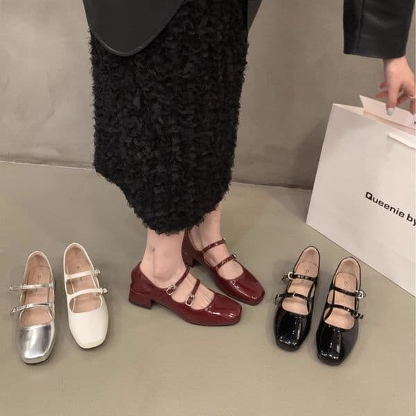 Block Heel Black Mary Jane Small Leather Shoes Womens Shoes 2024 New Summer French Evening Black Spring and Autumn Shoes