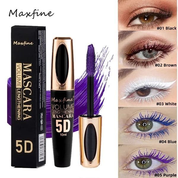 Maxfine 5 Color Mascara Lasting Lengthening Thick Curly Eyelash Dyeing Cream Product 5D High-capacity Waterproof Mascara 240625