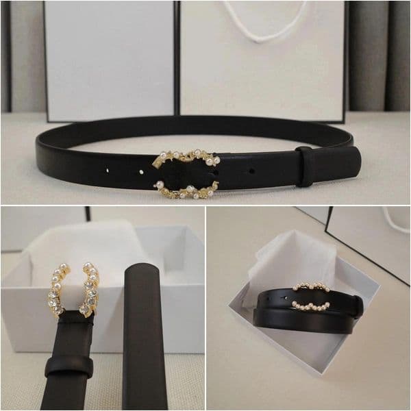 Womens Designer Pearl button Belt Width 2.5cm Square Needle Buckle Narrow Style Classic Ladies Waistband High Quality 90-115cm Length