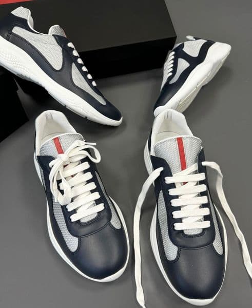 Popular Designer Americas Cup Low Top Sneakers Shoes Men Rubber Sole Runner Sports Fabric Patent Leather Men's Wholesale Discount Trainer With Box