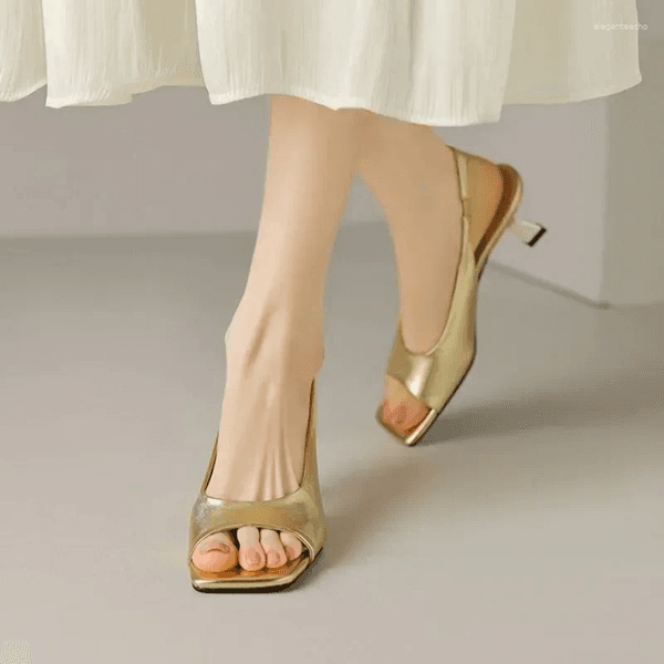 Dress Shoes Summer Slim Heels Square Head Open Toe Womens High 2024 Fashion Hanging Strap Sexy Heel Sandals