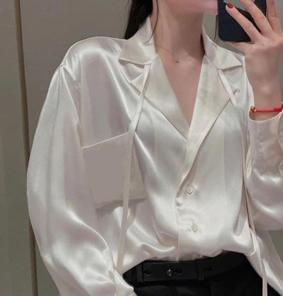 Women Silk Shirts Blouses Mens Designer Tshirts with Letters Embroidery Fashion Long Sleeve Tee Shirts Casual Tops Clothing Black White