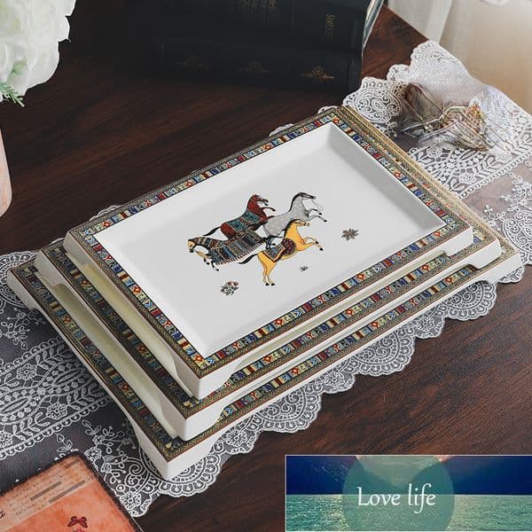 2026 Classic Multi-Specification Square European Creative Mosaic Edge Coffee Afternoon Tea Cutlery Tray Steak Western Dessert Ceramic Plate