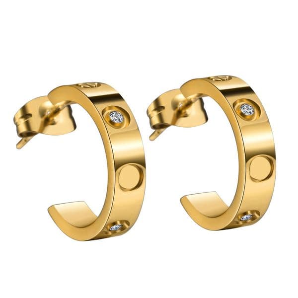 With/Without Stone Classic Love Studs 316L Stainless Steel Fashion Earrings For Boys Girls