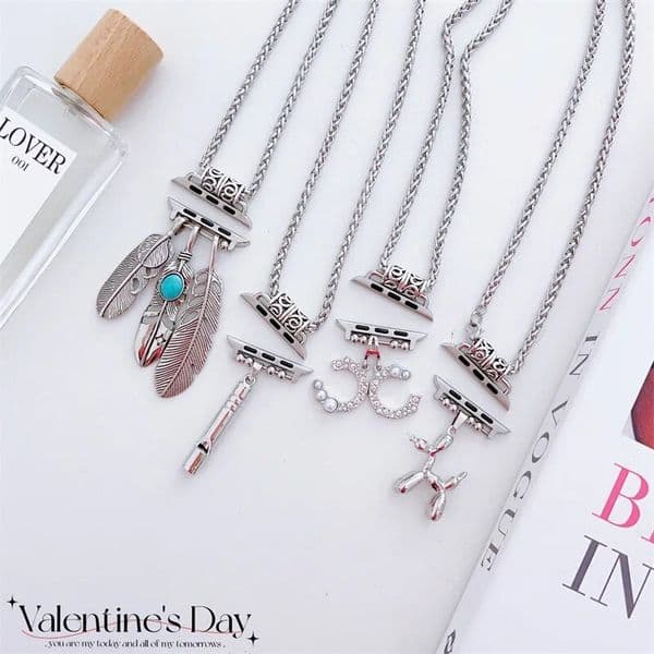 Necklace Pendant Watch Band for Apple Watch Ultra SE 4 5 6 7 8 9 Stylish Steel Chain Strap for IWatch 38 40mm 41 42 44 45mm