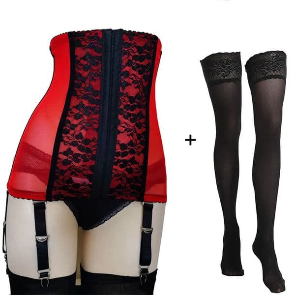 High Waist Sexy Garter Belt for Women Shaping Suspender Belt Exotic Girdle 6 Straps Garters with Lace Stockings Lingerie Set 240627