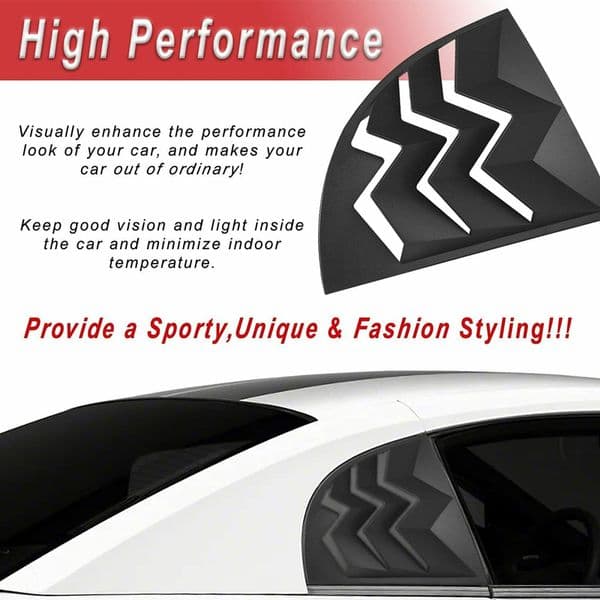 Rear Side Window Louver Windshield Sun Shade Car Cover For Ford Mustang 1999-2004 in GT Lambo Style ABS Matte (1 Pair 2 Pcs)