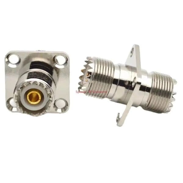 1Pcs SO239 SO-239 SL16 UHF Female To UHF Female 4hole Flange Connector UHF Socket Bulkhead Panel Mount Adapter RF Coaxial
