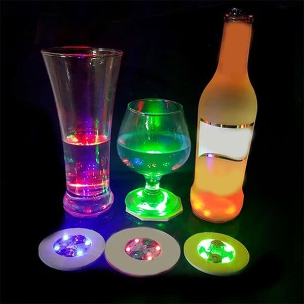5/1Pcs LED Luminous Coasters Colorful 3 Modes Bottle Stickers Lights For Cocktail Drink Home Wedding Party Xmas Table Decoration