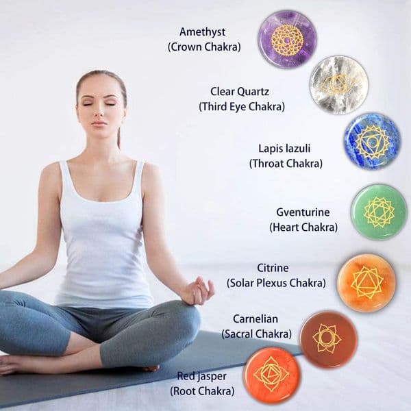 Natural Stone carved Chakra Pendant Round Shape purple Crystal Quartz lapis Choker Reiki 7 Chakra Stone Pendant Necklace no hole