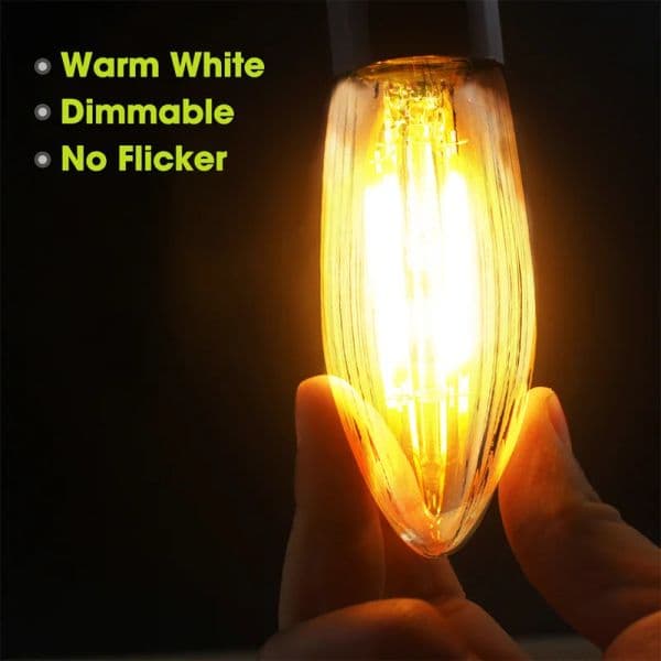 10PCS E10 LED Replacement Bulbs Top Candle Fairy Christmas Lights Lamp 10V-55V AC Warm White Christmas Home Decorations