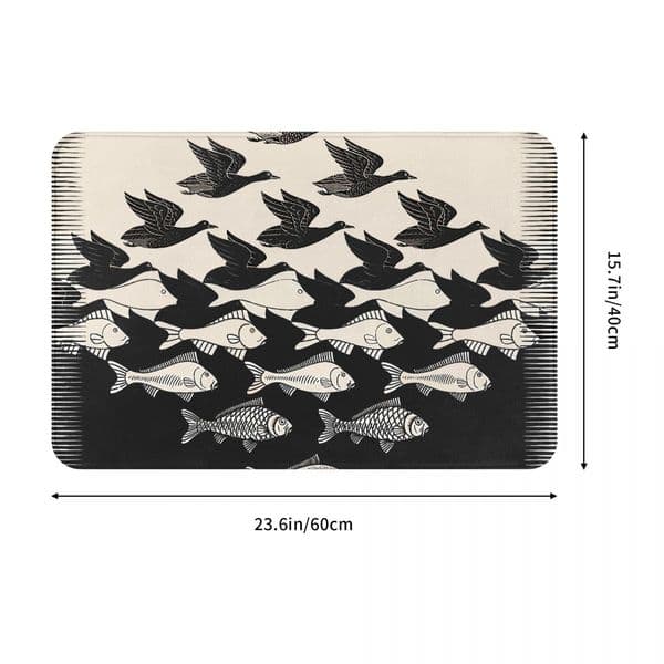 Bath Mat Sky And Water I Maurits Cornelis Escher Doormat Living Room Carpet Balcony Rug Home Decor