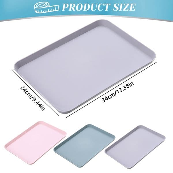 3 Pcs Flat Tray Durable Color Cutlery Tray Food Trays Household Multifunctional Plastic Tea Serving Holder Kitchen Storage Tool