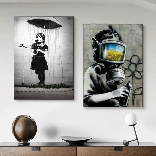 1pc Banksy Graffiti Artwork Poster Paper Print Home Bedroom Entrance Bar Cafe Art Painting Decoration