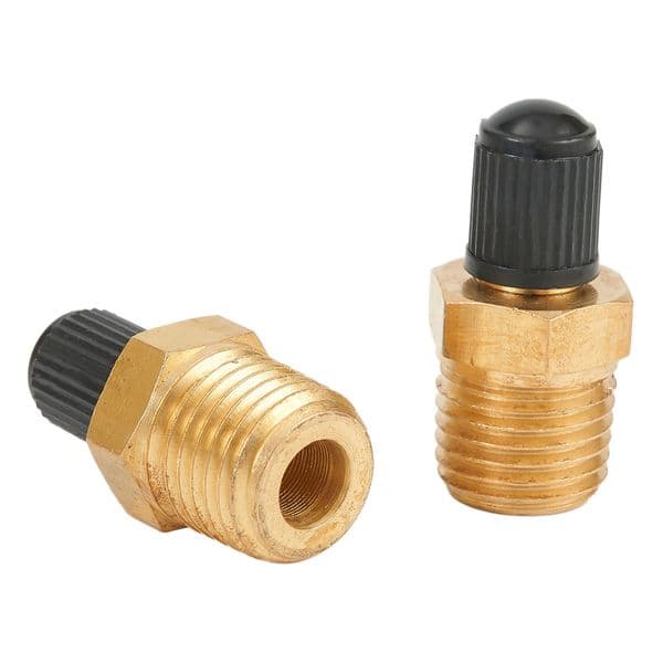 4Pcs 1/4" NPT MPT Tank Fill Valves Solid Brass With Core Black Plastic Cap Air Compressor Tank Fill Valve For Air Compressor