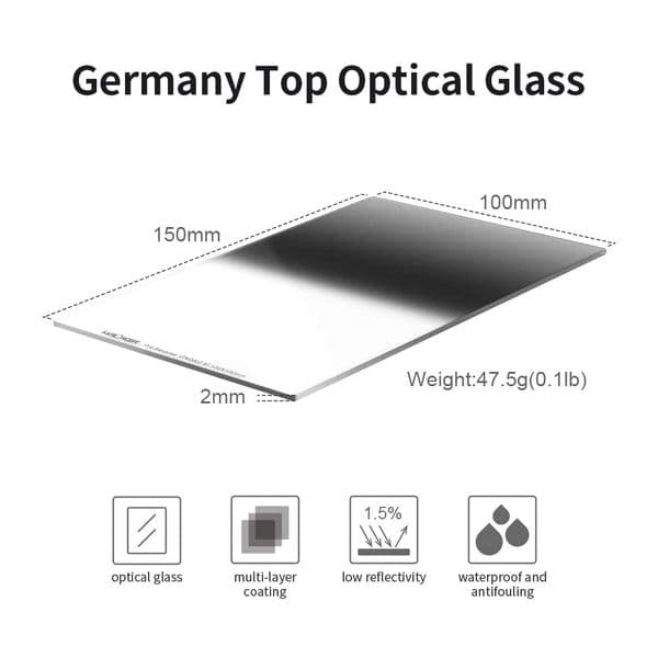 K&F Concept Reverse GND16 (4 Stop) Reverse Graduated Neutral Density Filter 100x150mm Optical Glass 28 Layers Coating Waterproof