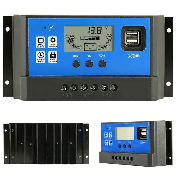 EPever 10A 20A 30A 40A PWM Solar Charge Controller 12V 24V Auto Output Regulator PV Home Battery Charger LCD Dual USB
