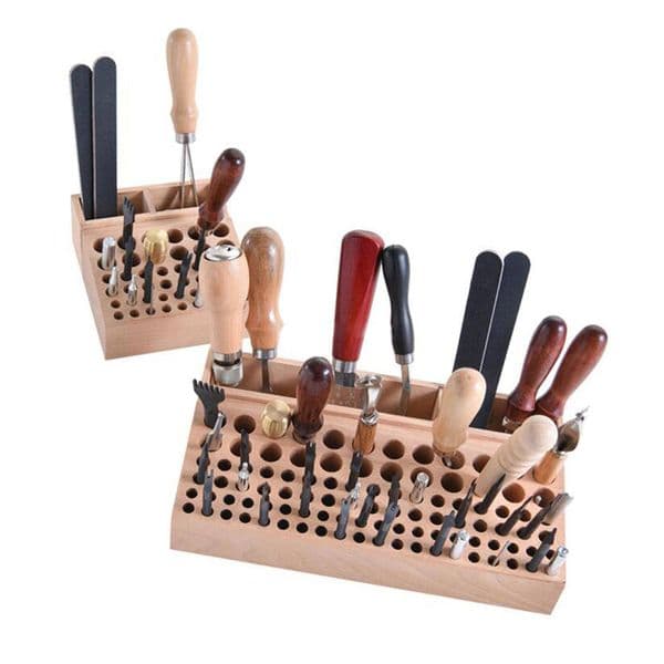 46/98 Holes Wooden Leathercraft Storage Rack Holder Organizer with Slots Woodworking DIY Tool Leather Punch Tools