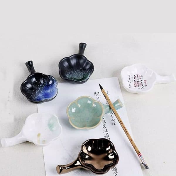 Brush Chinese Painting Calligraphy Utensils Ceramic Ink Dish Holder Pen Put Licking Art Supplies four treasures of the study